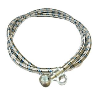 Low pressure fuel hose for high pressure fuel pump L=1100 for bolt-nipple d=14 in metal braid